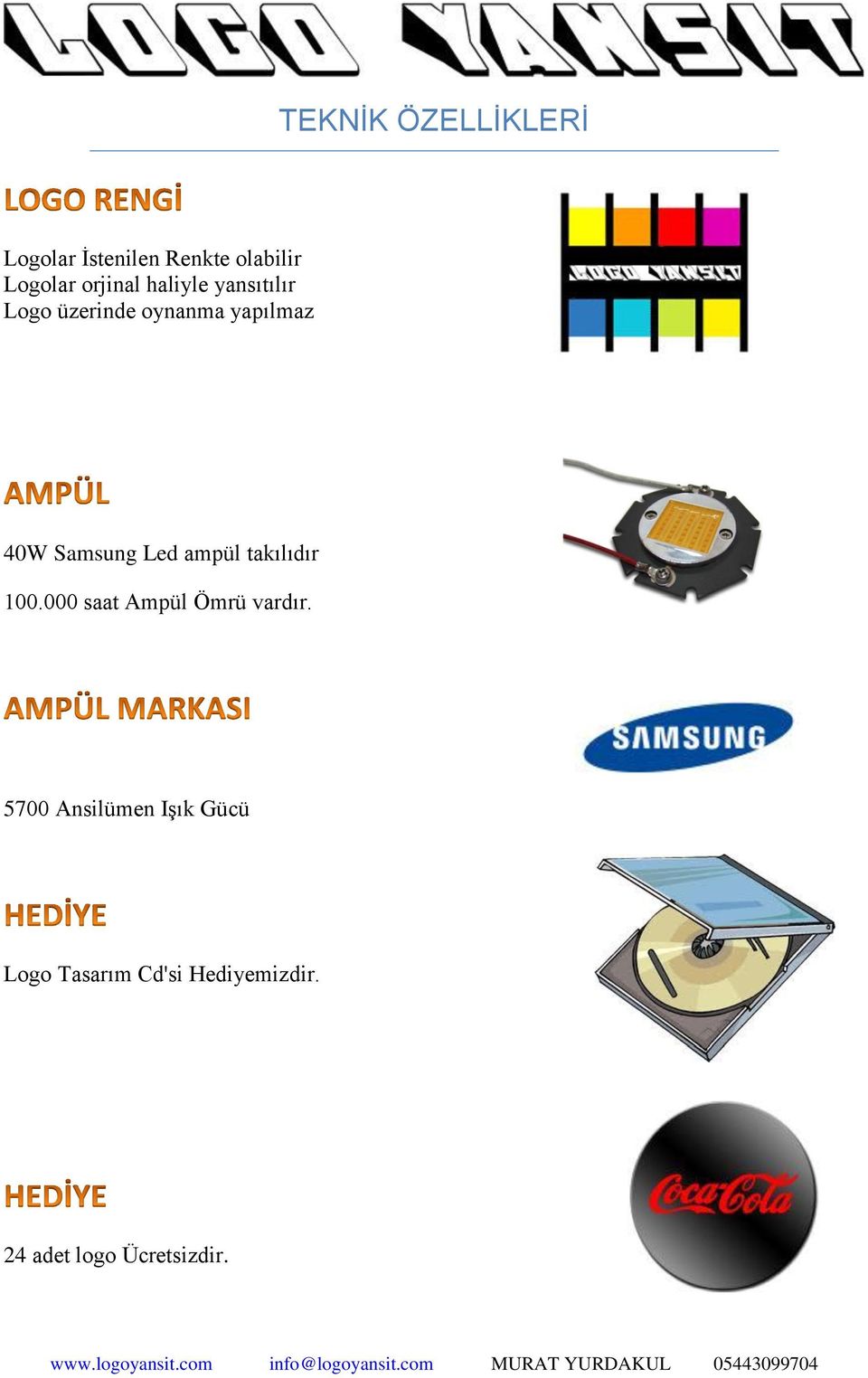 Samsung Led ampül takılıdır 100.000 saat Ampül Ömrü vardır.