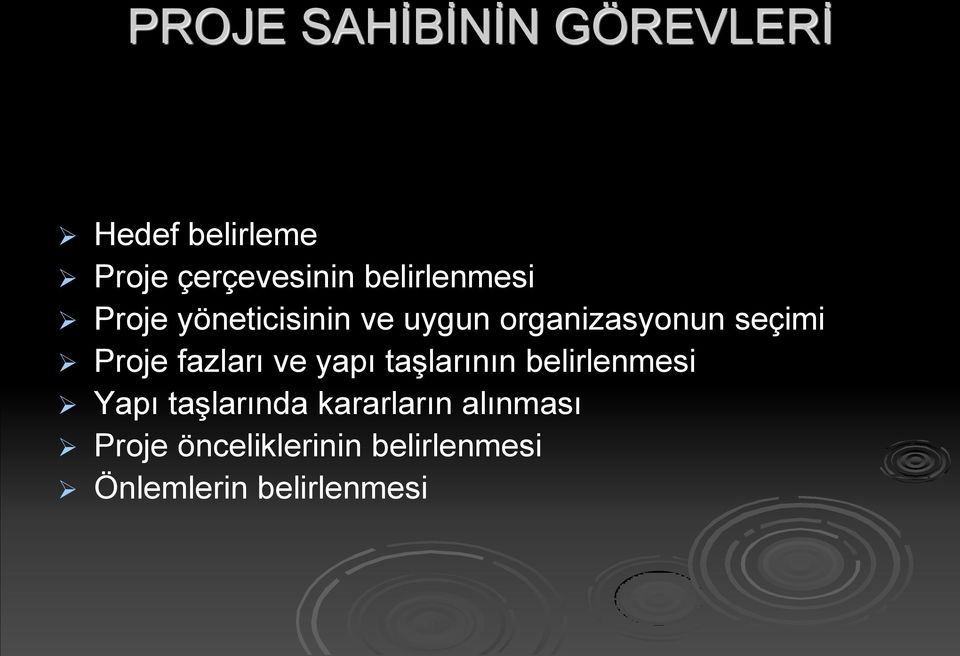 Proje fazları ve yapı taşlarının belirlenmesi Yapı taşlarında