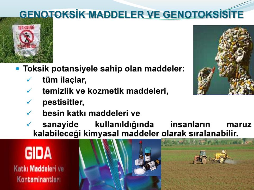 pestisitler, besin katkı maddeleri ve sanayide kullanıldığında