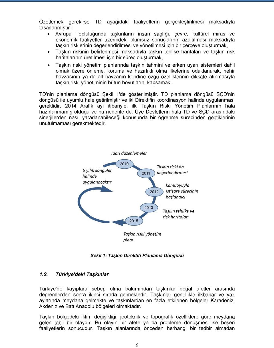 taşkın risk haritalarının üretilmesi için bir süreç oluşturmak, Taşkın riski yönetim planlarında taşkın tahmini ve erken uyarı sistemleri dahil olmak üzere önleme, koruma ve hazırlıklı olma