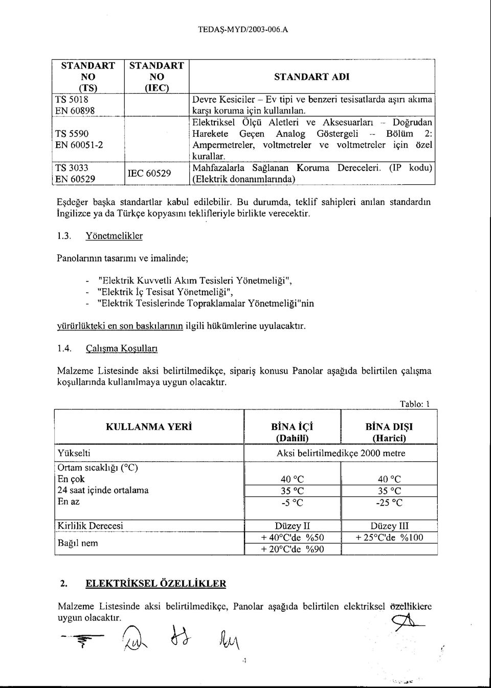 Mahfazalarla Sağlanan Koruma Dereceleri. (IP kodu) (Elektrik donanımlarında) Eşdeğer başka standartlar kabul edilebilir.