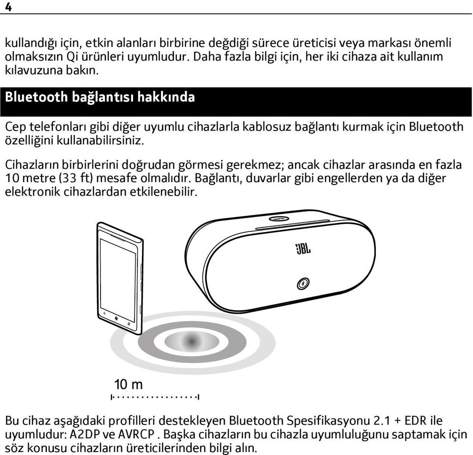 Bluetooth bağlantısı hakkında Cep telefonları gibi diğer uyumlu cihazlarla kablosuz bağlantı kurmak için Bluetooth özelliğini kullanabilirsiniz.