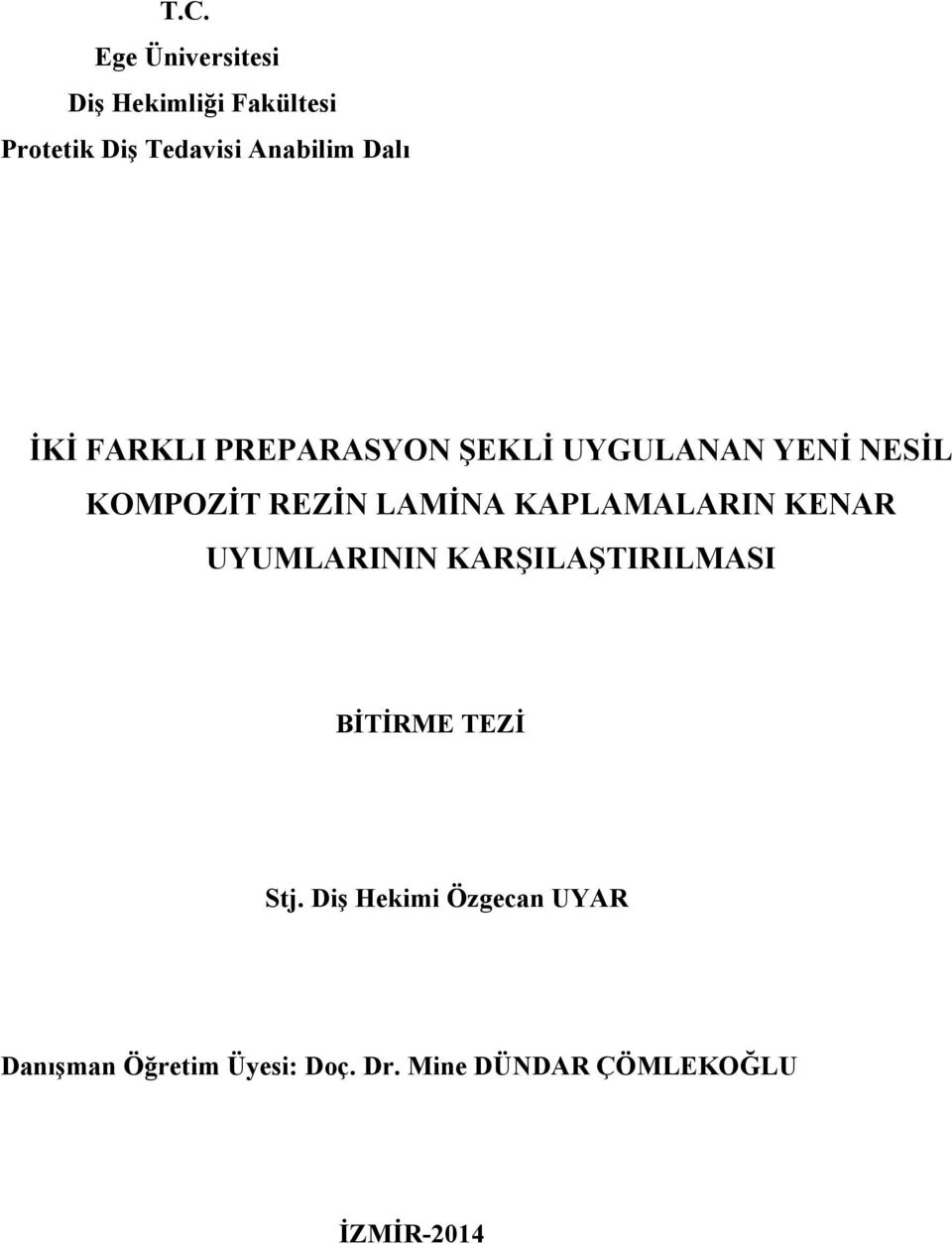 KAPLAMALARIN KENAR UYUMLARININ KARŞILAŞTIRILMASI BİTİRME TEZİ Stj.