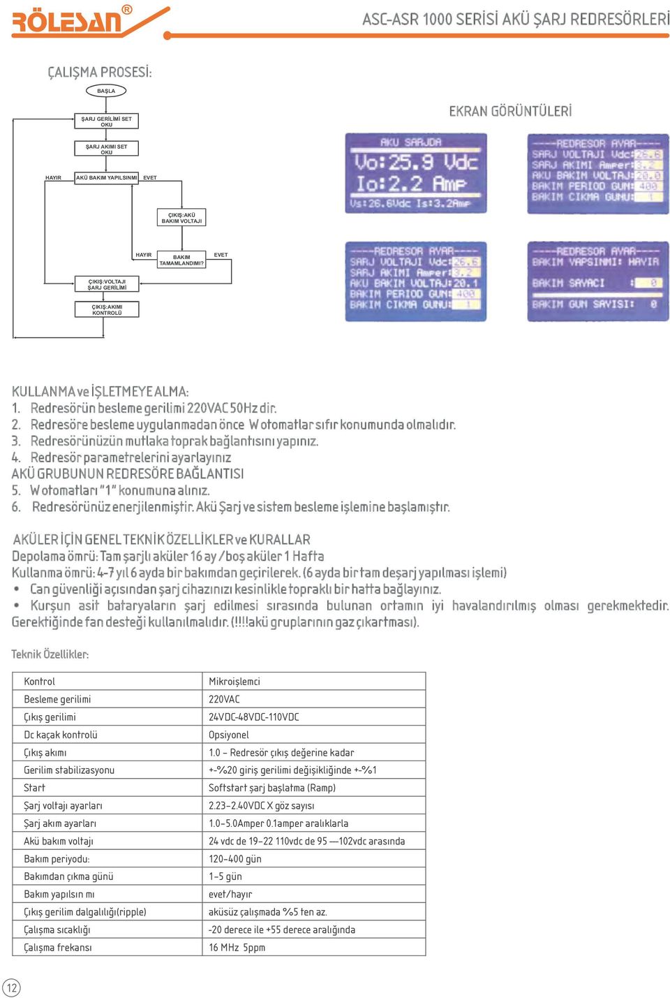 0VAC 50Hz dir. 2. Redresöre besleme uygulanmadan önce W otomatlar sıfır konumunda olmalıdır. 3. Redresörünüzün mutlaka toprak bağlantısını yapınız. 4.