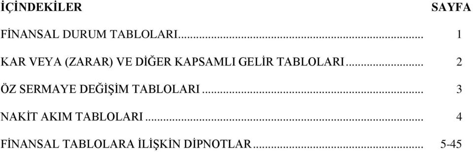 GELİR TABLOLARI.