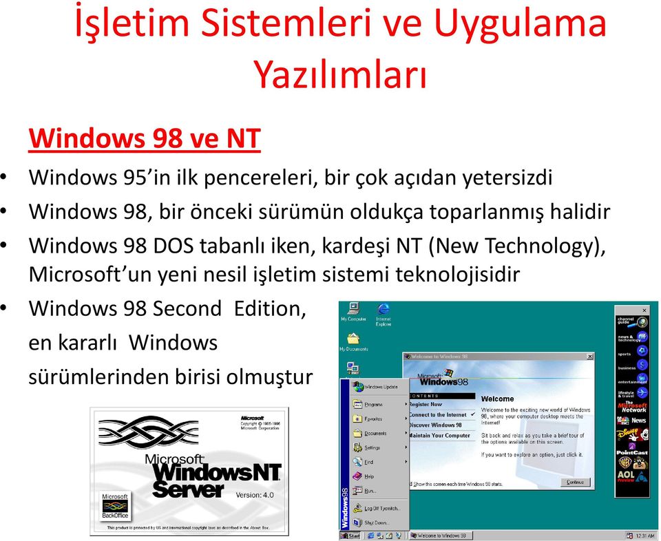 tabanlı iken, kardeşi NT (New Technology), Microsoft un yeni nesil işletim