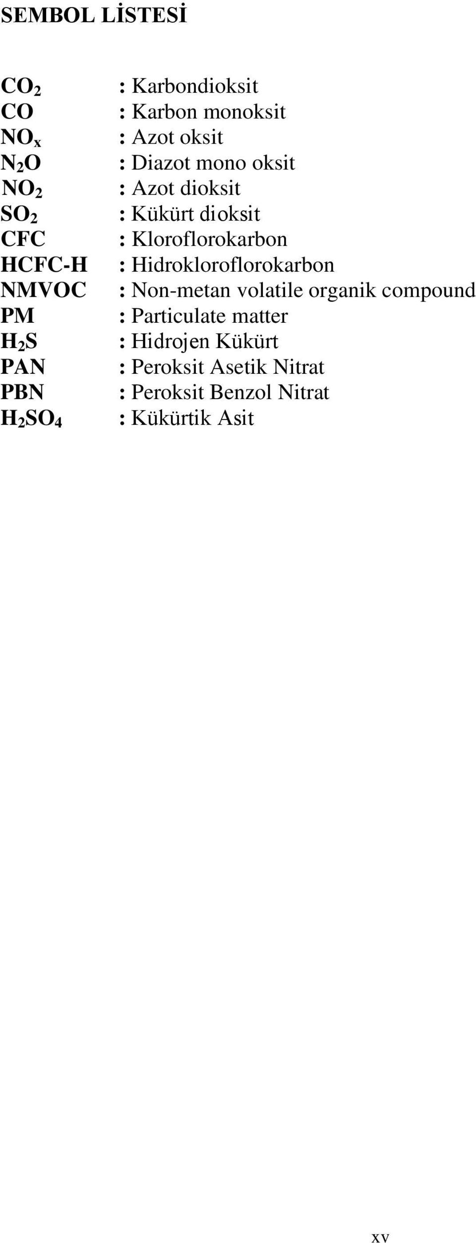 dioksit : Kloroflorokarbon : Hidrokloroflorokarbon : Non-metan volatile organik compound :