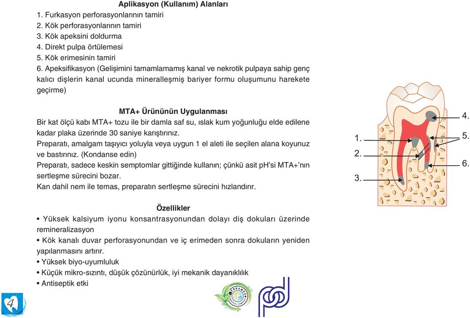 ölçü kabý MTA+ tozu ile bir damla saf su, ýslak kum yoðunluðu elde edilene kadar plaka üzerinde 30 saniye karýþtýrýnýz.