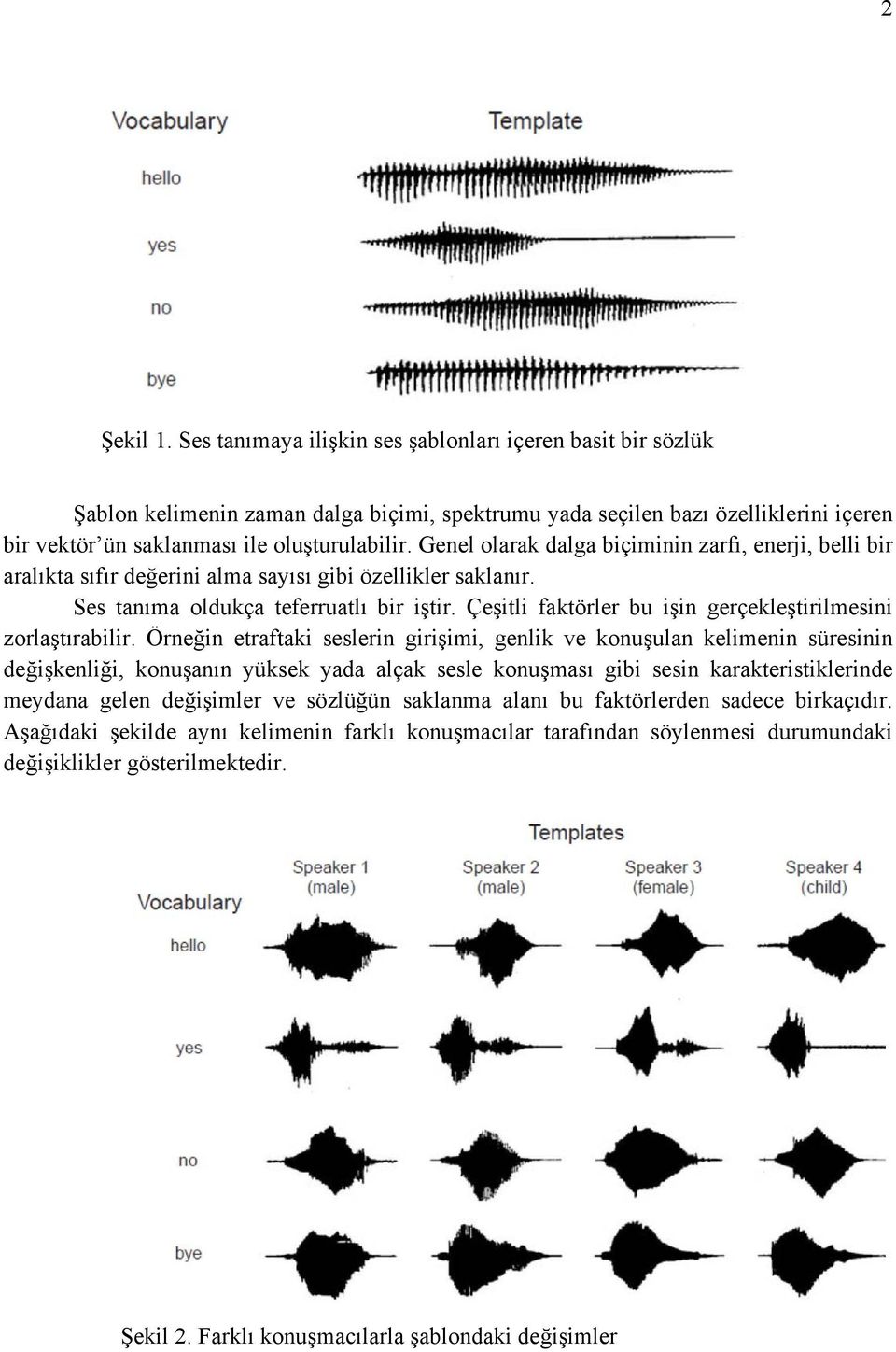 Genel olarak dalga biçiminin zarfı, enerji, belli bir aralıkta sıfır değerini alma sayısı gibi özellikler saklanır. Ses tanıma oldukça teferruatlı bir iştir.