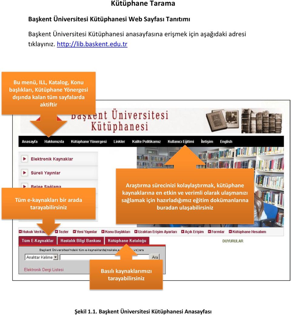 tr Bu menü, ILL, Katalog, Konu başlıkları, Kütüphane Yönergesi dışında kalan tüm sayfalarda aktiftir Tüm e-kaynakları bir arada tarayabilirsiniz