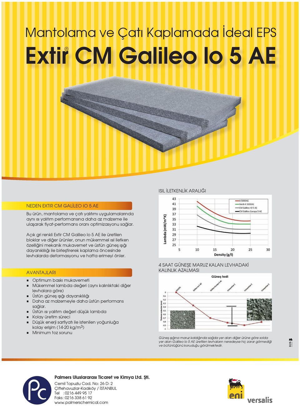 Açık gri renkli Extir CM Galileo lo 5 AE ile üretilen bloklar ve diğer ürünler, onun mükemmel ısıl iletken özelliğini mekanik mukavemet ve üstün güneş ışığı dayanıklılığı ile birleştirerek kaplama