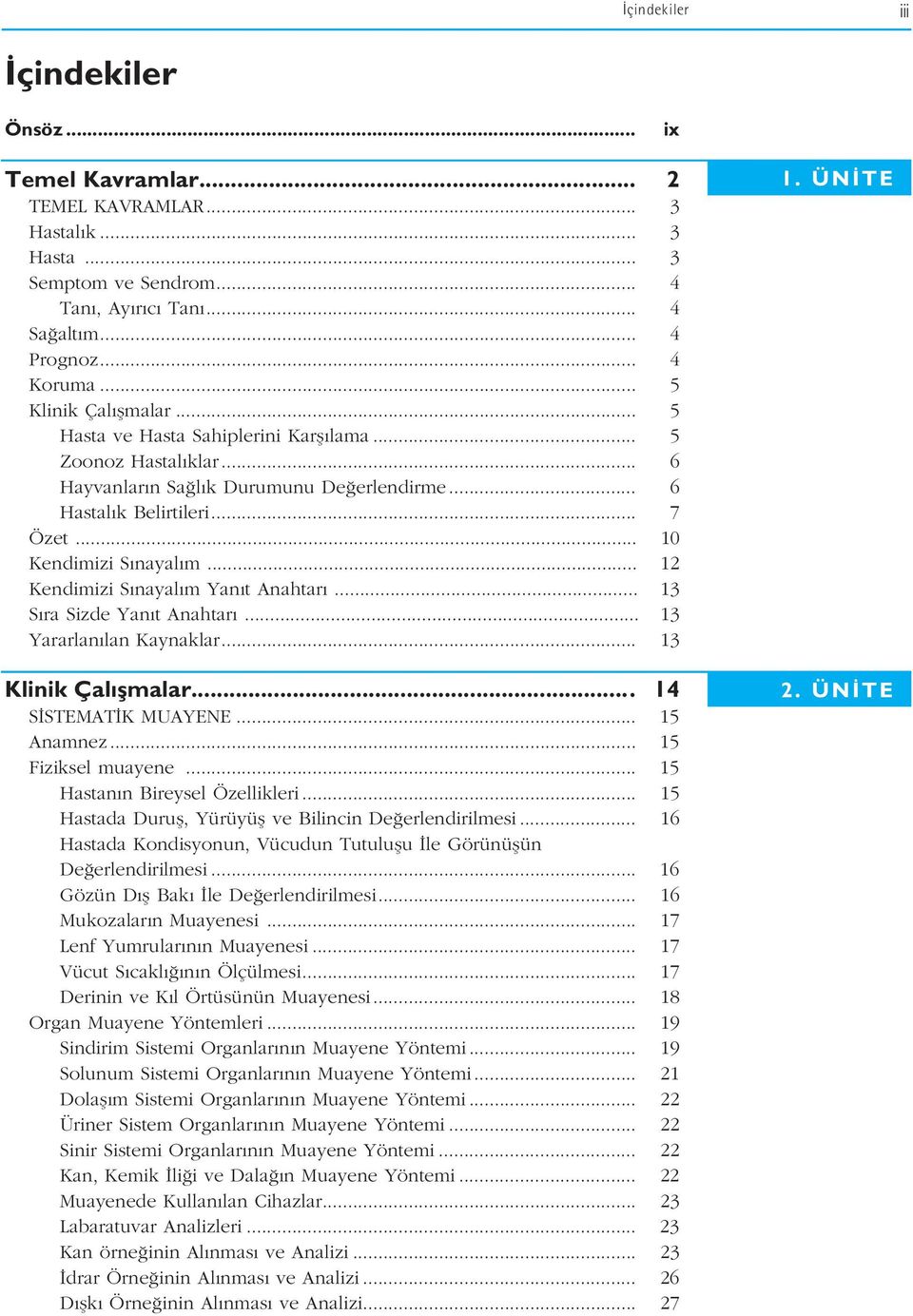 .. 12 Kendimizi S nayal m Yan t Anahtar... 13 S ra Sizde Yan t Anahtar... 13 Yararlan lan Kaynaklar... 13 Klinik Çal flmalar... 14 S STEMAT K MUAYENE... 15 Anamnez... 15 Fiziksel muayene.