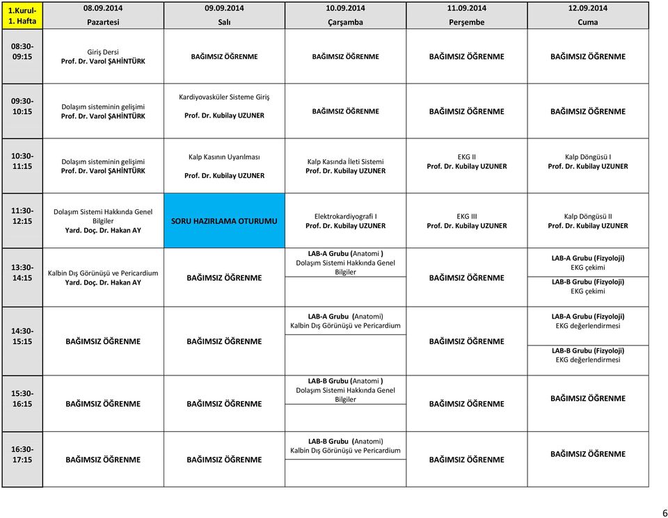 Dr. Kubilay UZUNER Kalp Kasında İleti Sistemi Prof. Dr. Kubilay UZUNER EKG II Prof. Dr. Kubilay UZUNER Kalp Döngüsü I Prof. Dr. Kubilay UZUNER Dolaşım Sistemi Hakkında Genel Bilgiler Yard. Doç. Dr. Hakan AY SORU HAZIRLAMA OTURUMU Elektrokardiyografi I Prof.