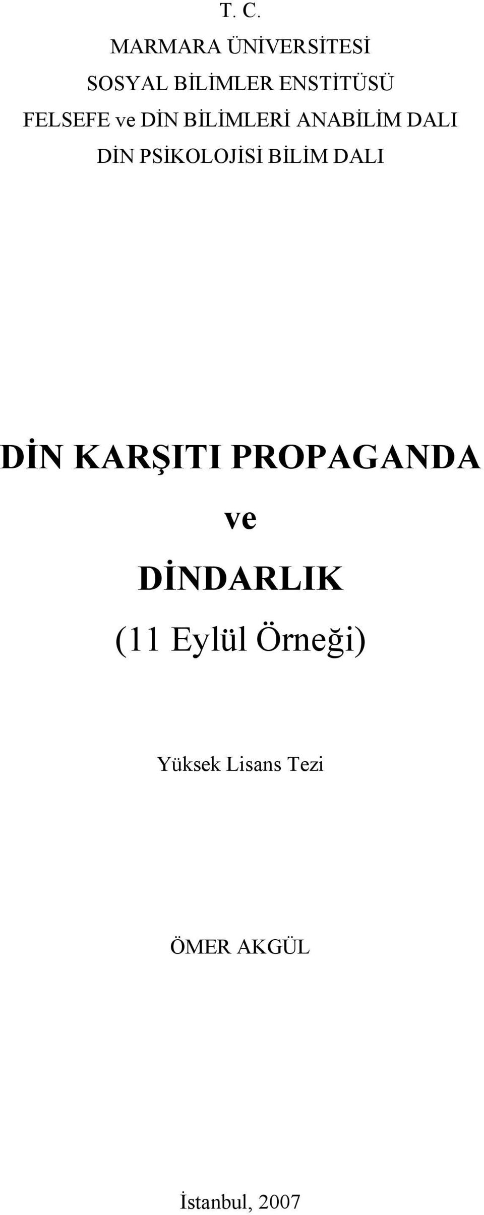 BİLİM DALI DİN KARŞITI PROPAGANDA ve DİNDARLIK (11