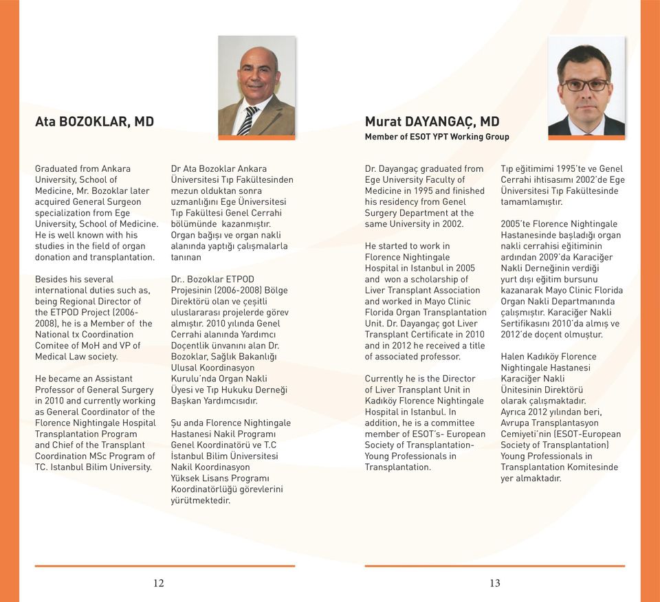 Besides his several international duties such as, being Regional Director of the ETPOD Project (2006-2008), he is a Member of the National tx Coordination Comitee of MoH and VP of Medical Law society.