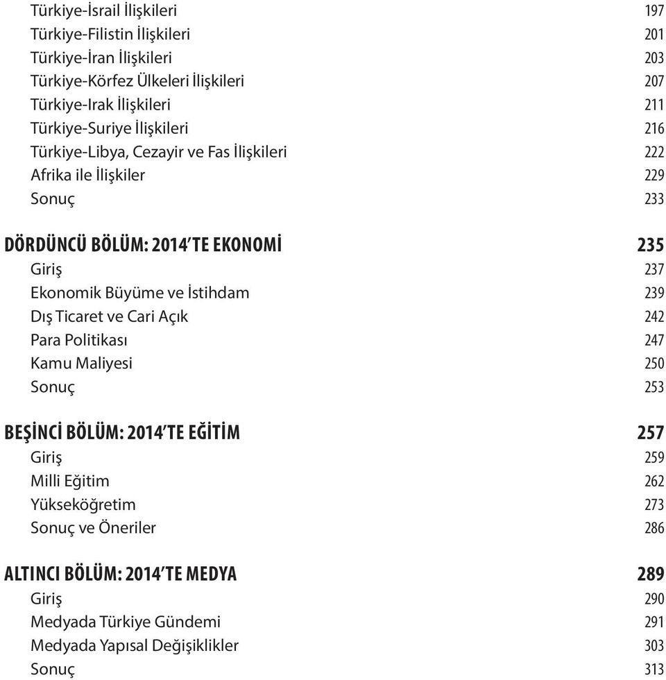 Ekonomik Büyüme ve İstihdam 239 Dış Ticaret ve Cari Açık 242 Para Politikası 247 Kamu Maliyesi 250 Sonuç 253 BEŞINCI BÖLÜM: 2014 TE EĞİTİM 257 Giriş 259 Milli