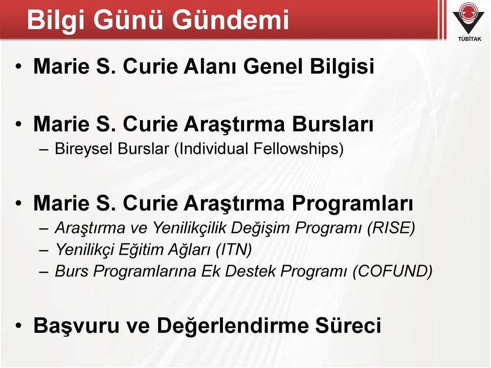 Curie Araştırma Programları Araştırma ve Yenilikçilik Değişim Programı (RISE)
