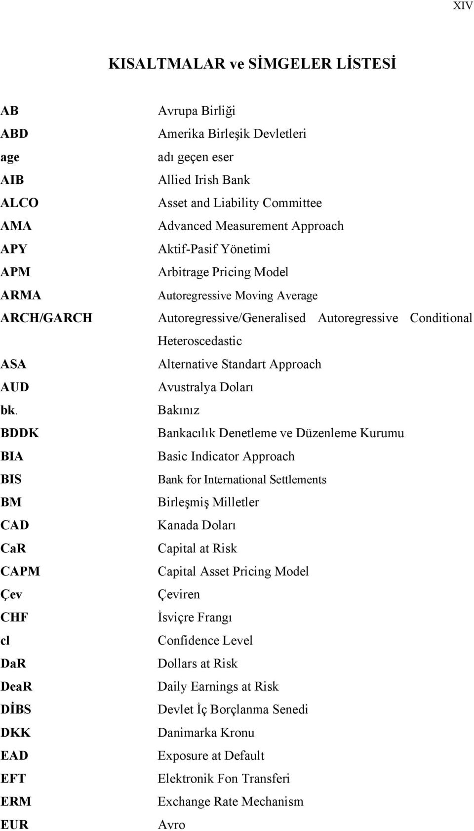 Measurement Approach Aktif-Pasif Yönetimi Arbitrage Pricing Model Autoregressive Moving Average Autoregressive/Generalised Autoregressive Conditional Heteroscedastic Alternative Standart Approach