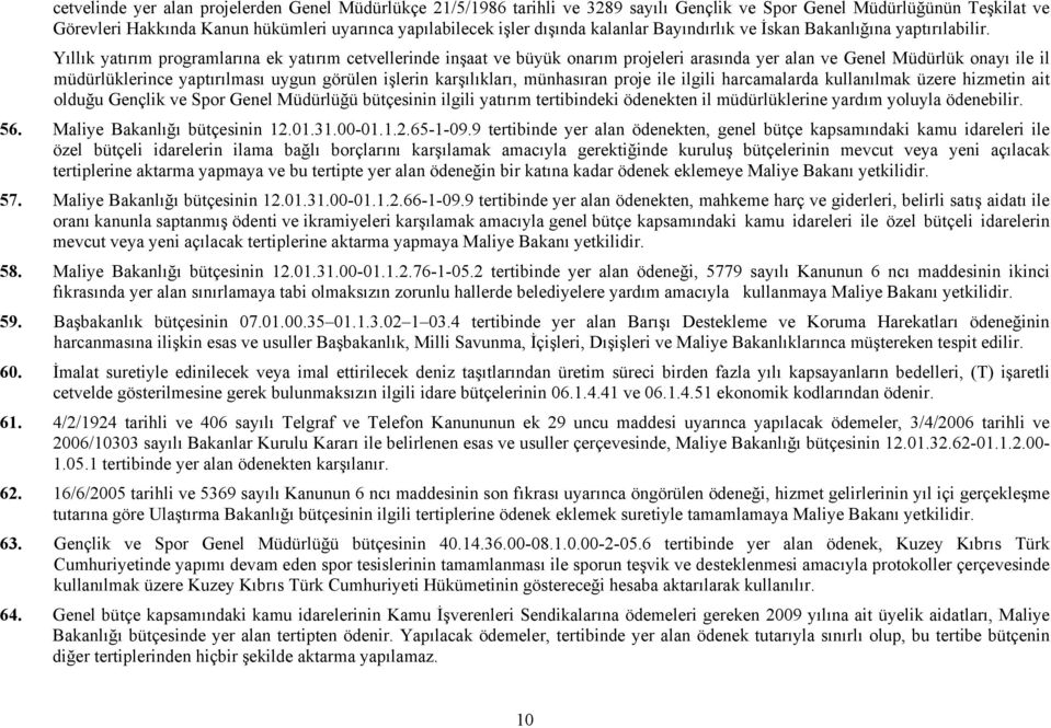 Yıllık yatırım programlarına ek yatırım cetvellerinde inşaat ve büyük onarım projeleri arasında yer alan ve Genel Müdürlük onayı ile il müdürlüklerince yaptırılması uygun görülen işlerin