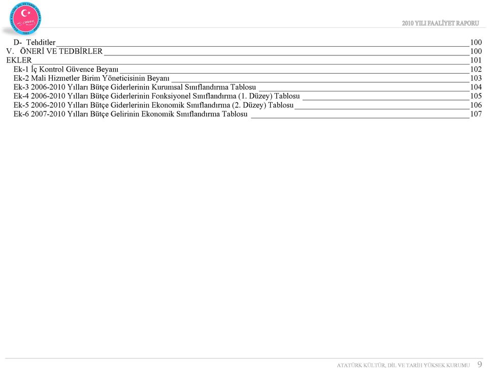 2006-2010 Yılları Bütçe Giderlerinin Kurumsal Sınıflandırma Tablosu 104 Ek-4 2006-2010 Yılları Bütçe Giderlerinin Fonksiyonel