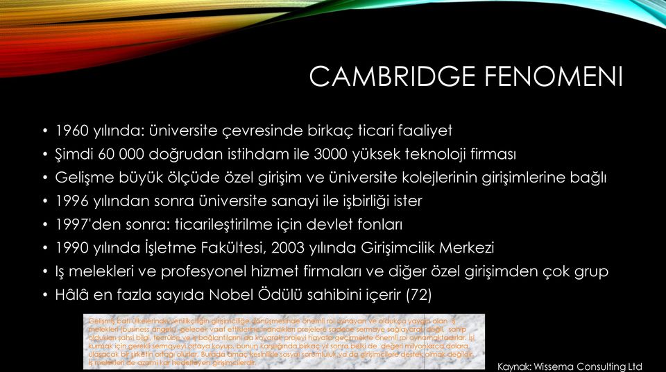 Girişimcilik Merkezi Iş melekleri ve profesyonel hizmet firmaları ve diğer özel girişimden çok grup Hâlâ en fazla sayıda Nobel Ödülü sahibini içerir (72) Gelişmiş batı ülkelerinde yenilikçiliğin