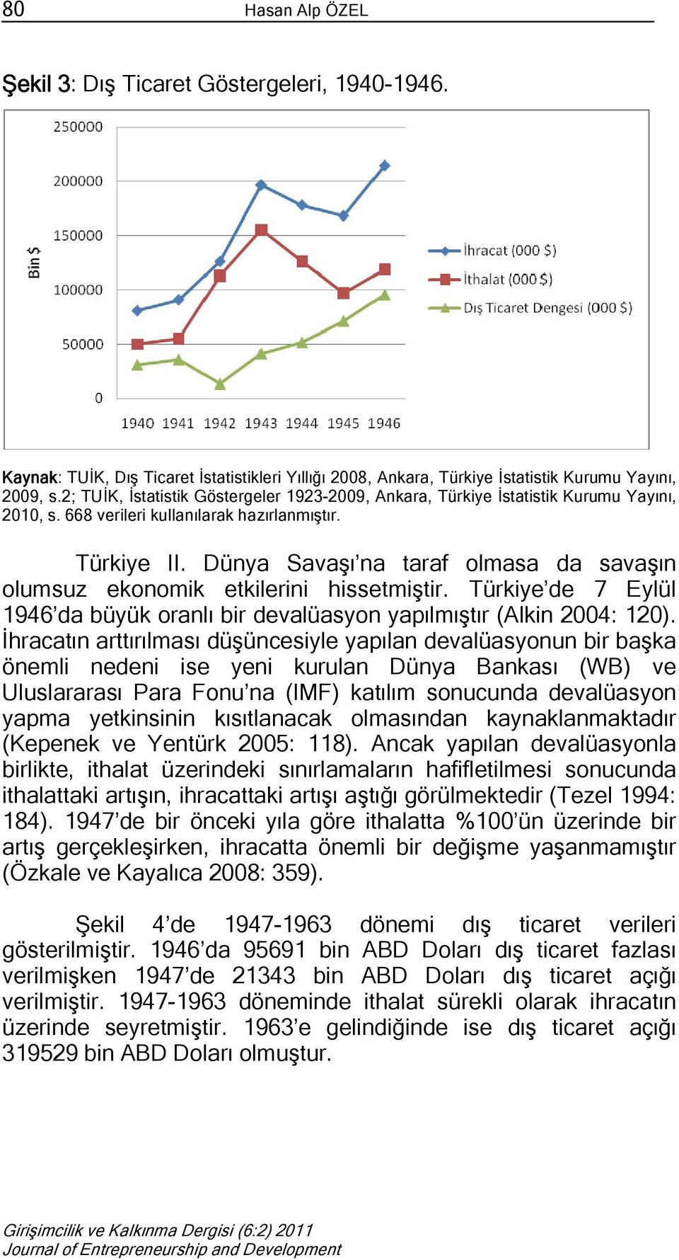 Dünya Savaşı na taraf olmasa da savaşın olumsuz ekonomik etkilerini hissetmiştir. Türkiye de 7 Eylül 1946 da büyük oranlı bir devalüasyon yapılmıştır (Alkin 2004: 120).