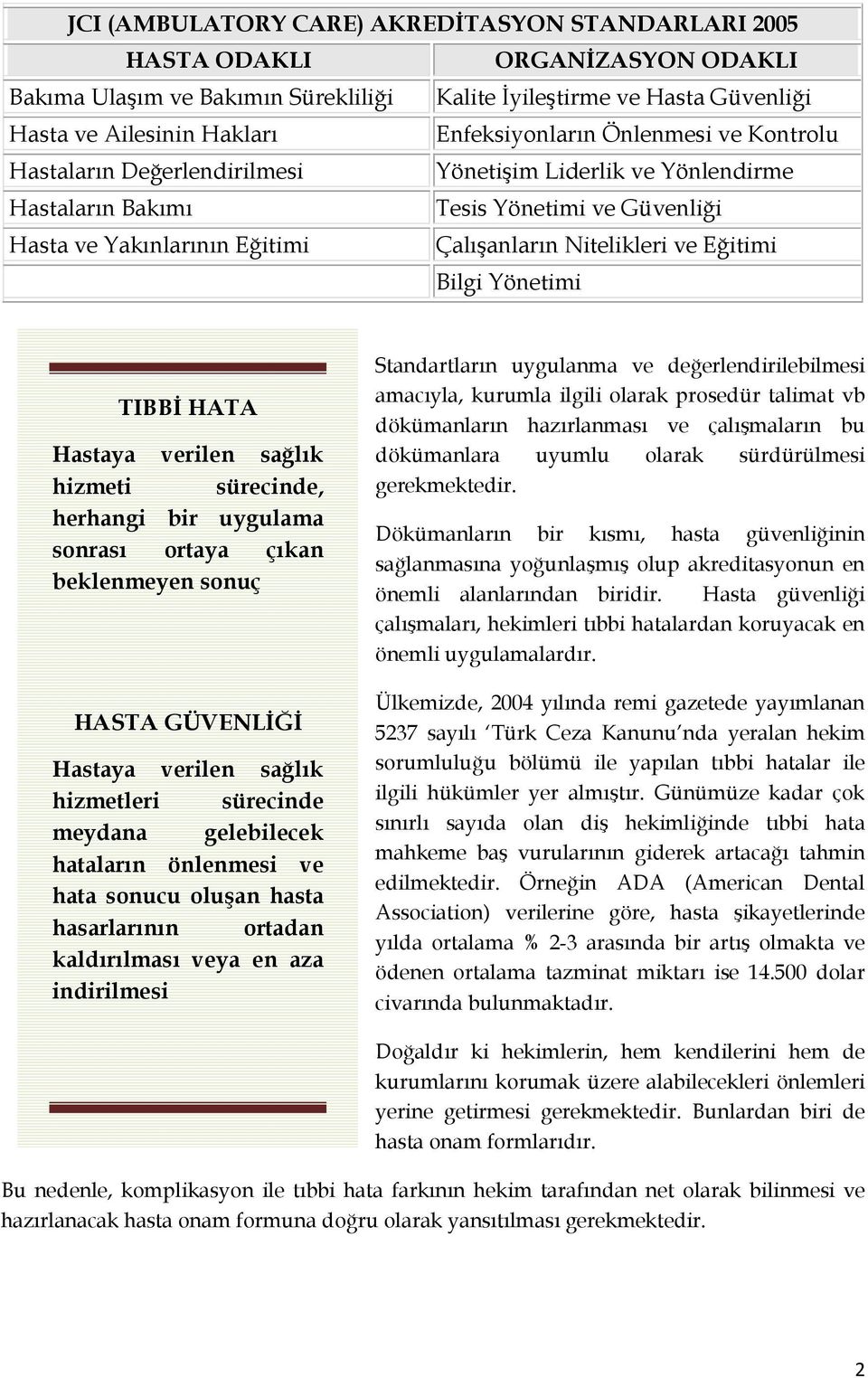 Nitelikleri ve Eğitimi Bilgi Yönetimi TIBBİ HATA Hastaya verilen sağlık hizmeti sürecinde, herhangi bir uygulama sonrası ortaya çıkan beklenmeyen sonuç HASTA GÜVENLİĞİ Hastaya verilen sağlık