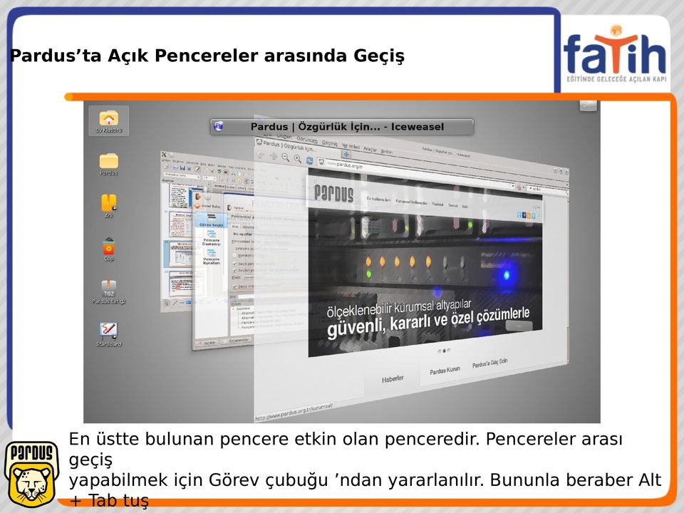 Pencereler arası geçiş yapabilmek için Görev