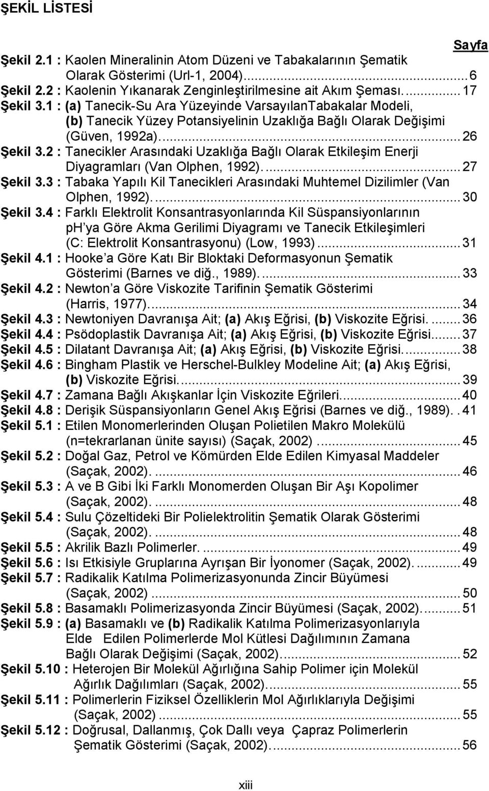 2 : Tanecikler Arasındaki Uzaklığa Bağlı Olarak Etkileşim Enerji Diyagramları (Van Olphen, 1992)... 27 Şekil 3.3 : Tabaka Yapılı Kil Tanecikleri Arasındaki Muhtemel Dizilimler (Van Olphen, 1992).