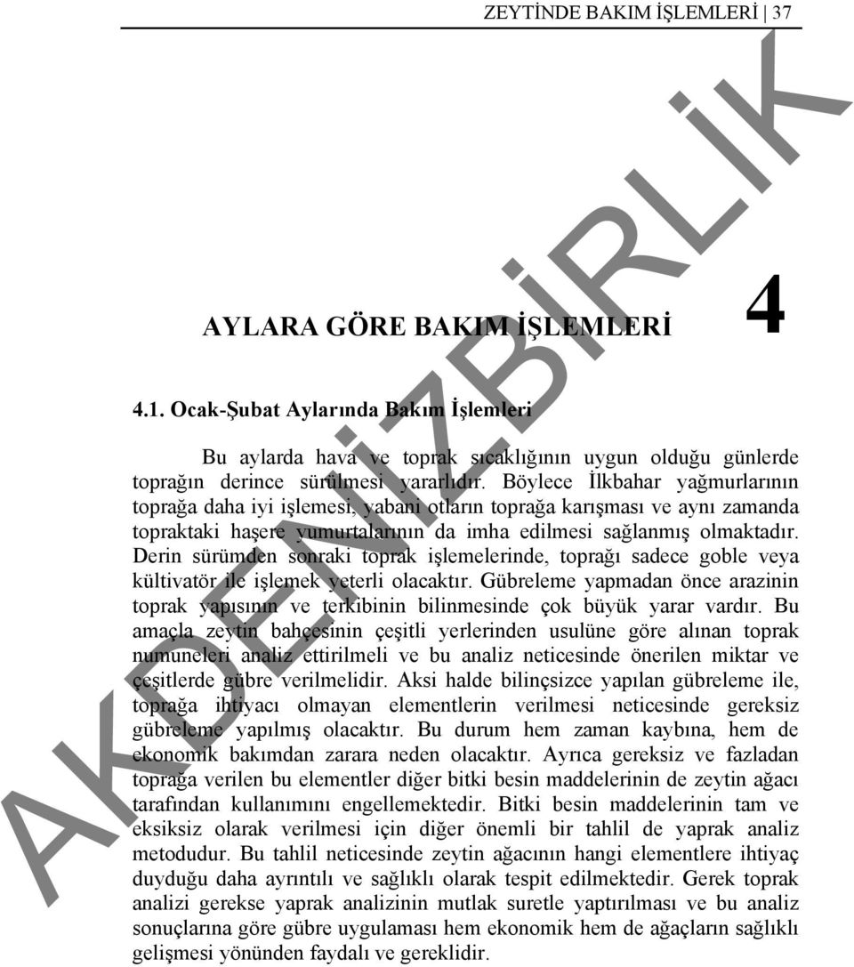 Derin sürümden sonraki toprak işlemelerinde, toprağı sadece goble veya kültivatör ile işlemek yeterli olacaktır.