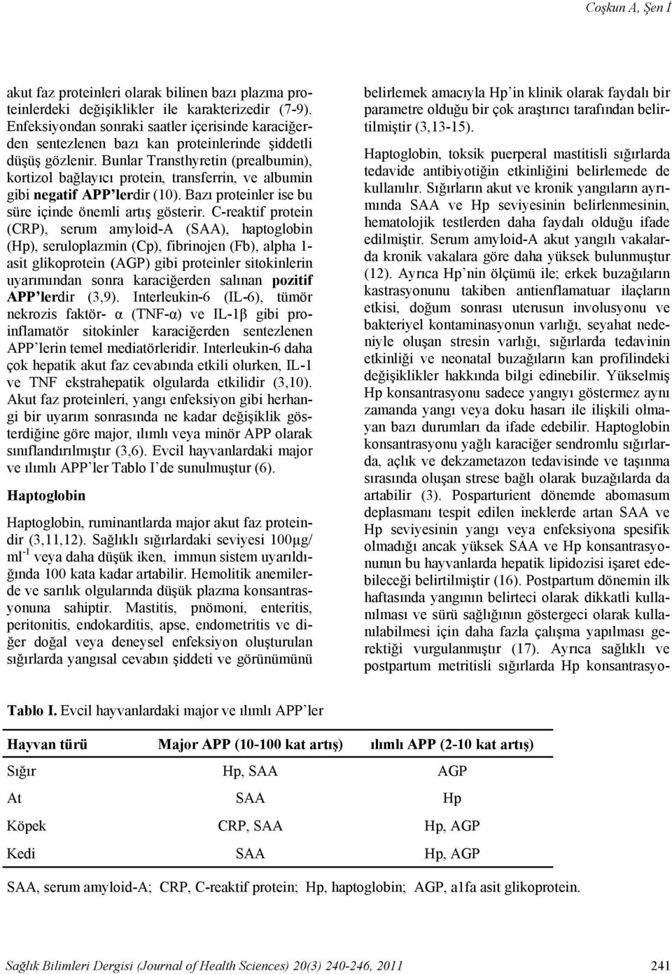 Bunlar Transthyretin (prealbumin), kortizol bağlayıcı protein, transferrin, ve albumin gibi negatif APP lerdir (10). Bazı proteinler ise bu süre içinde önemli artış gösterir.