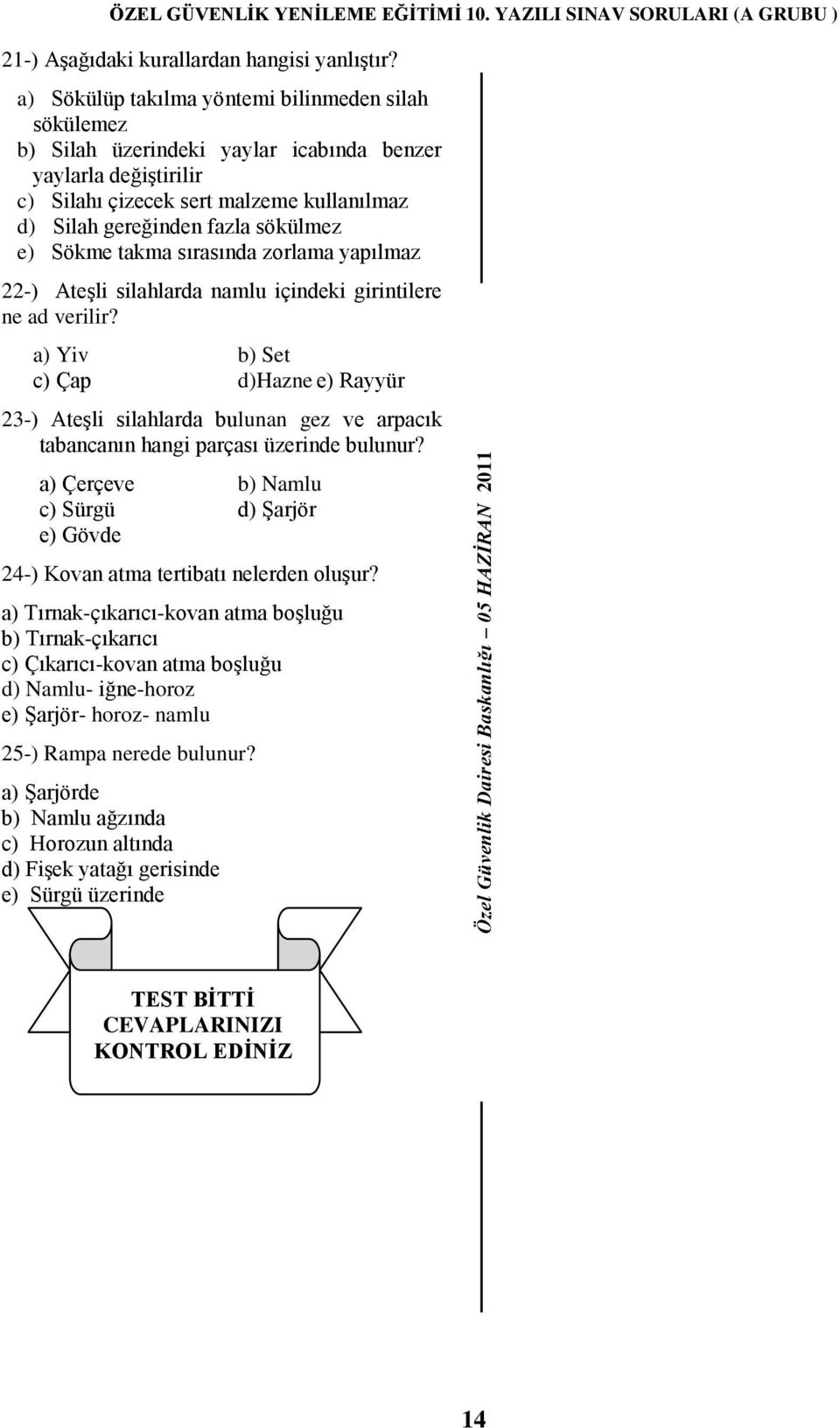 Sökme takma sırasında zorlama yapılmaz 22-) Ateşli silahlarda namlu içindeki girintilere ne ad verilir?