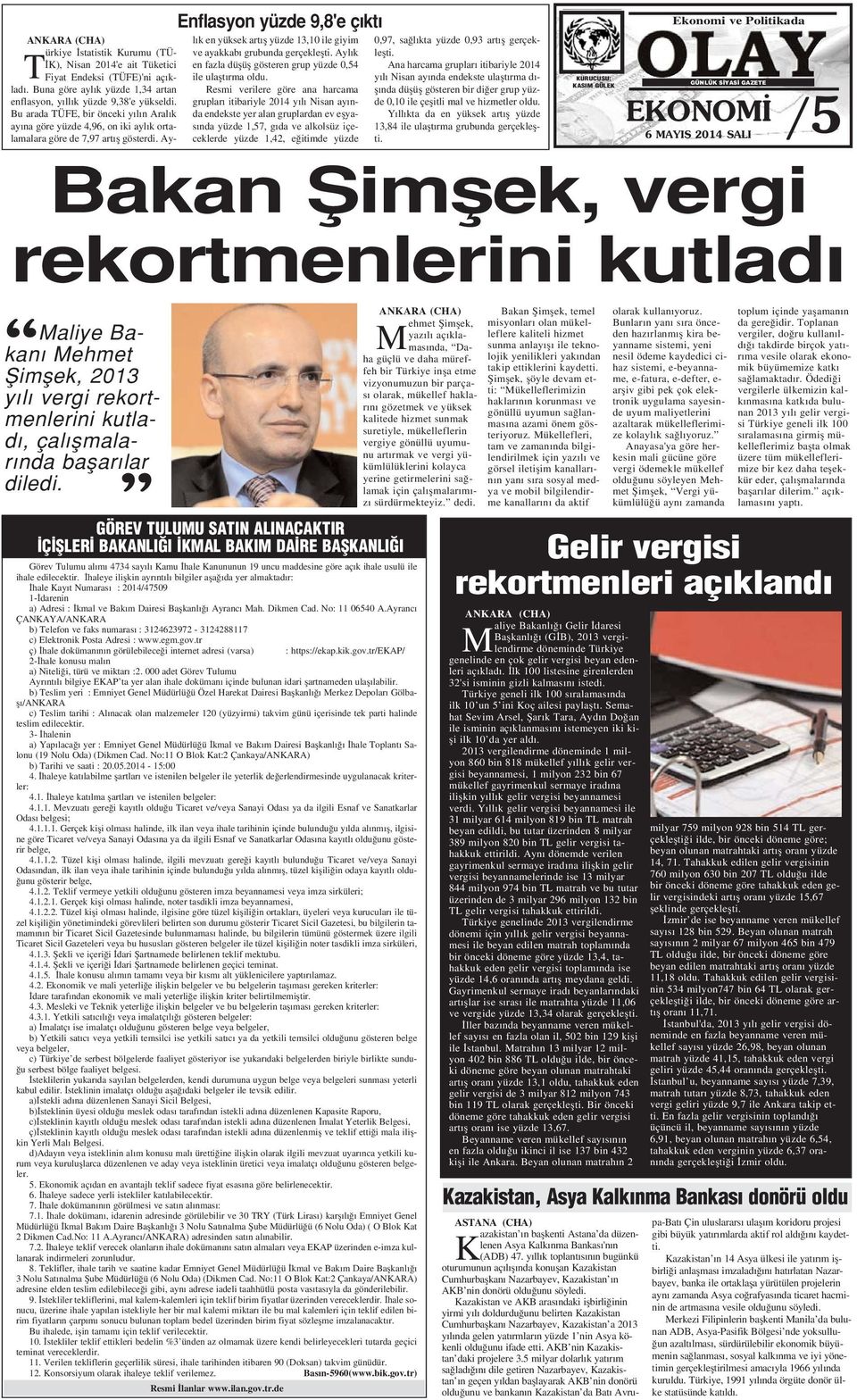 Buna göre ayl k yüzde 1,34 artan enflasyon, y ll k yüzde 9,38'e yükseldi. Bu arada TÜFE, bir önceki y l n Aral k ay na göre yüzde 4,96, on iki ayl k ortalamalara göre de 7,97 art fl gösterdi.