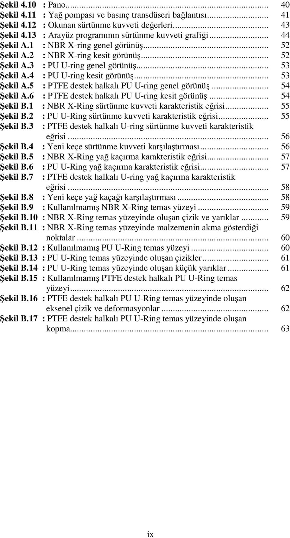 .. 54 Şekil A.6 : PTFE destek halkalı PU U-ring kesit görünüş... 54 Şekil B.1 : NBR X-Ring sürtünme kuvveti karakteristik eğrisi... 55 Şekil B.2 : PU U-Ring sürtünme kuvveti karakteristik eğrisi.