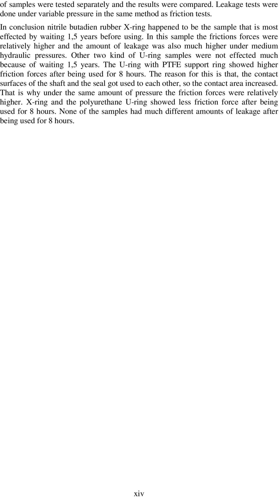 In this sample the frictions forces were relatively higher and the amount of leakage was also much higher under medium hydraulic pressures.