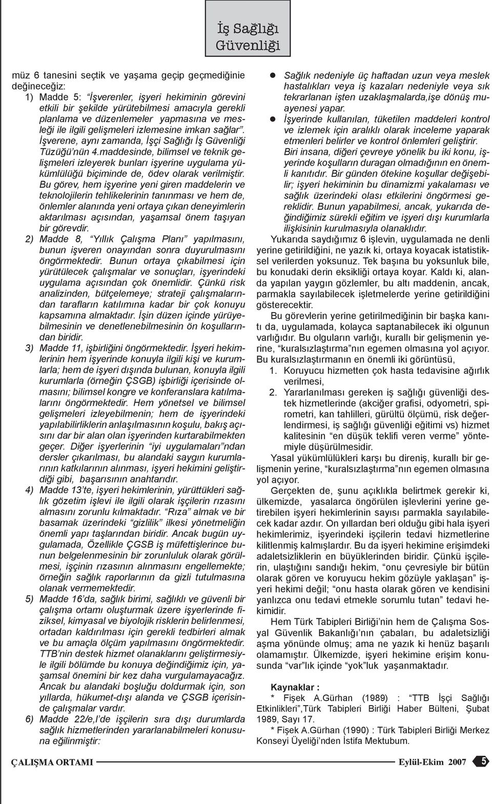 maddesinde, biimse ve teknik geişmeeri izeyerek bunarı işyerine uyguama yükümüüğü biçiminde de, ödev oarak verimiştir.