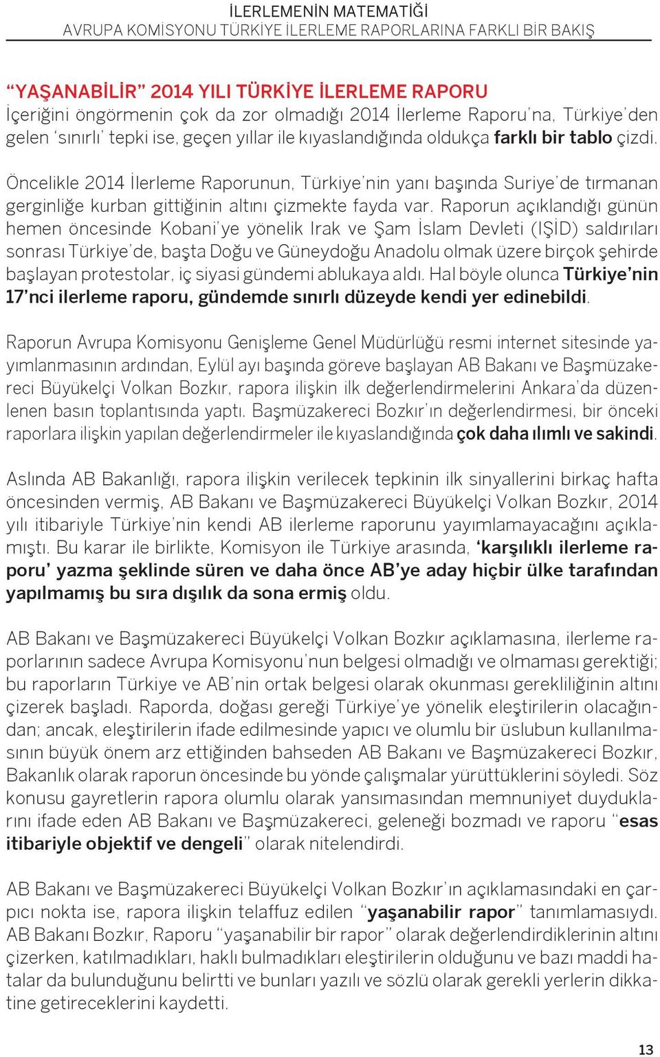 Raporun açıklandığı günün hemen öncesinde Kobani ye yönelik Irak ve Şam İslam Devleti (IŞİD) saldırıları sonrası Türkiye de, başta Doğu ve Güneydoğu Anadolu olmak üzere birçok şehirde başlayan