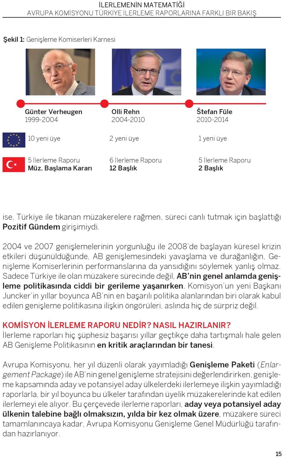 2004 ve 2007 genişlemelerinin yorgunluğu ile 2008 de başlayan küresel krizin etkileri düşünüldüğünde, AB genişlemesindeki yavaşlama ve durağanlığın, Genişleme Komiserlerinin performanslarına da