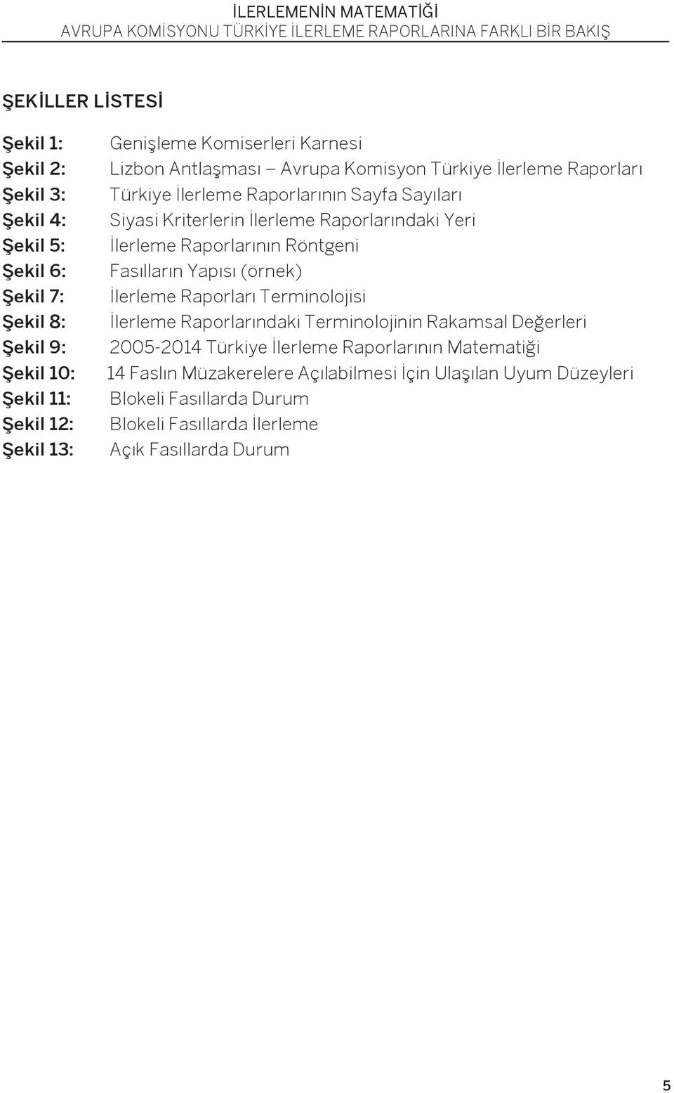 İlerleme Raporlarının Röntgeni Fasılların Yapısı (örnek) İlerleme Raporları Terminolojisi İlerleme Raporlarındaki Terminolojinin Rakamsal Değerleri 2005-2014 Türkiye