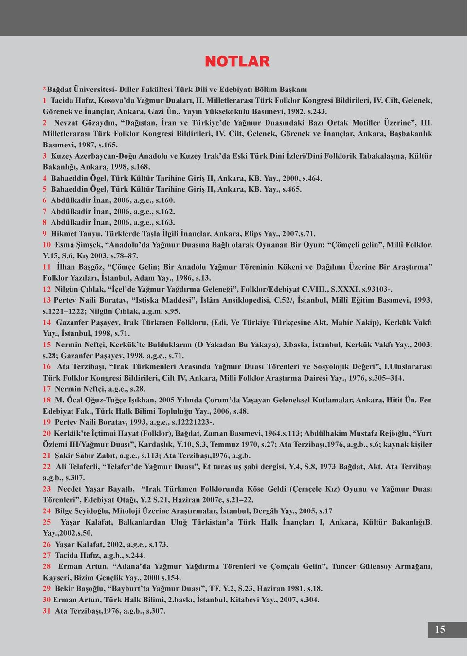 Milletlerarası Türk Folklor Kongresi Bildirileri, IV. Cilt, Gelenek, Görenek ve İnançlar, Ankara, Başbakanlık Basımevi, 1987, s.165.