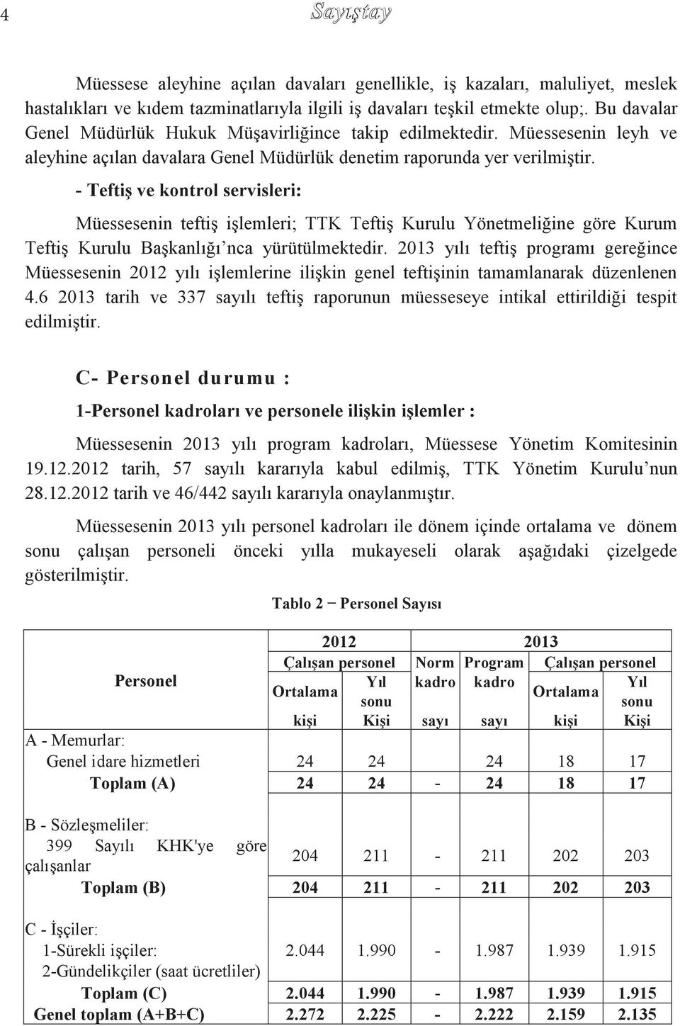 - TeftiĢ ve kontrol servisleri: Müessesenin teftiģ iģlemleri; TTK TeftiĢ Kurulu Yönetmeliğine göre Kurum TeftiĢ Kurulu BaĢkanlığı nca yürütülmektedir.