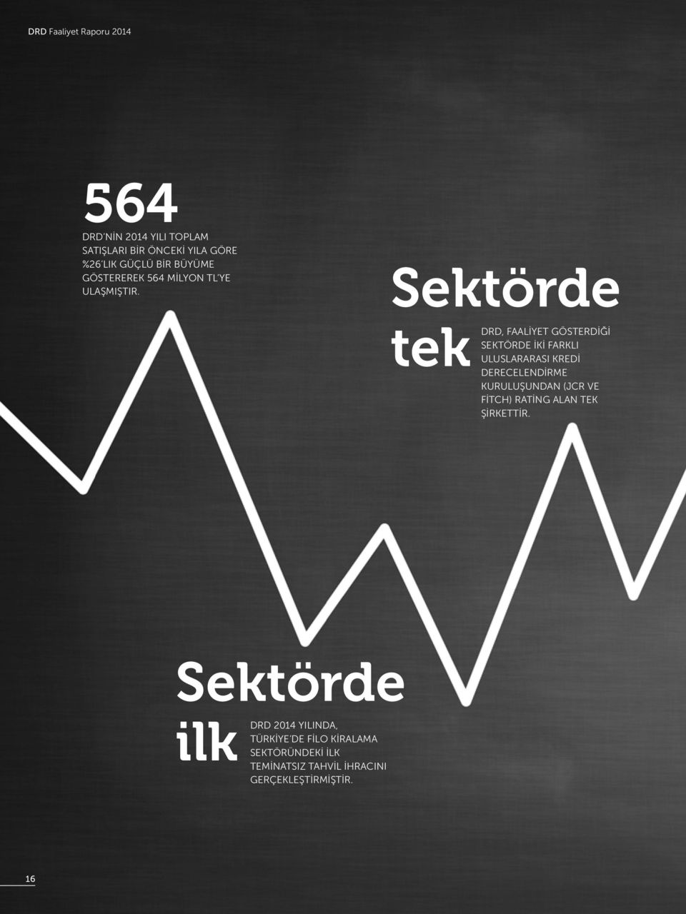 Sektörde tek DRD, FAALİYET GÖSTERDİĞİ SEKTÖRDE İKİ FARKLI ULUSLARARASI KREDİ DERECELENDİRME