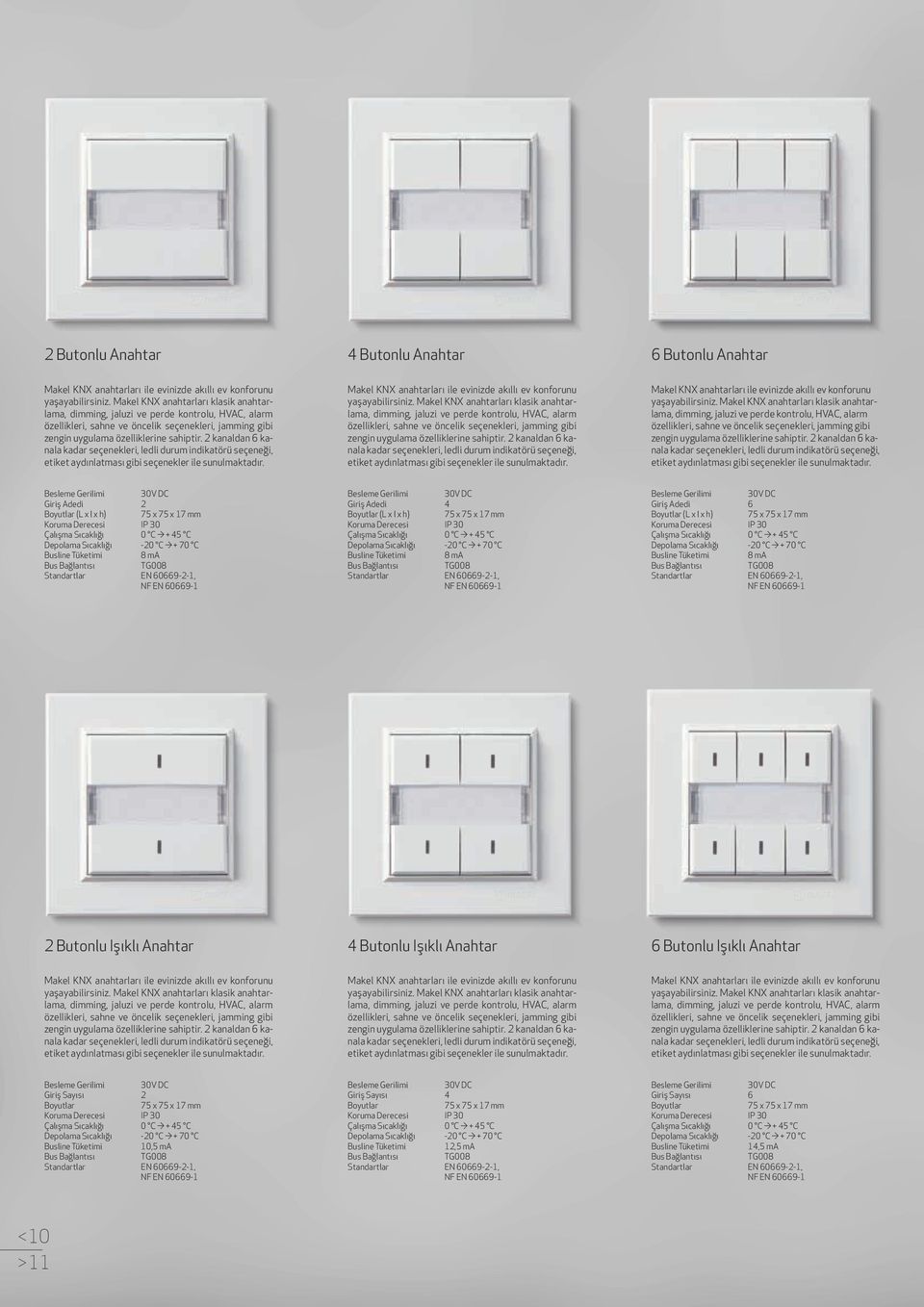 2 kanaldan 6 kanala kadar seçenekleri, ledli durum indikatörü seçeneği, etiket aydınlatması gibi seçenekler ile sunulmaktadır. Makel KNX anahtarları ile evinizde akıllı ev konforunu yaşayabilirsiniz.