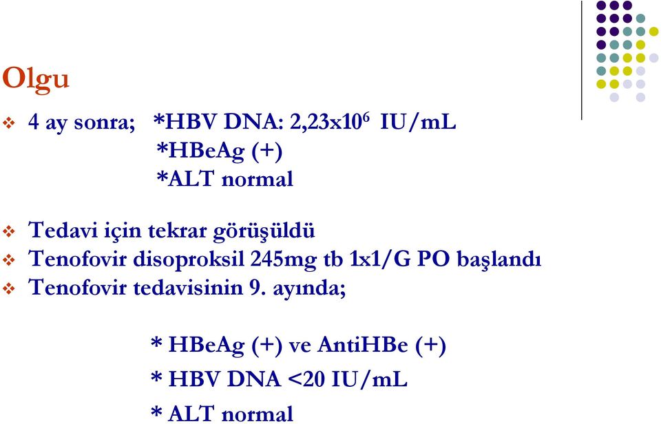 245mg tb 1x1/G PO başlandı Tenofovir tedavisinin 9.