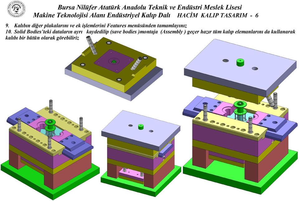 Solid Bodies teki dataların ayrı kaydedilip (save bodies )montaja (Assembly )