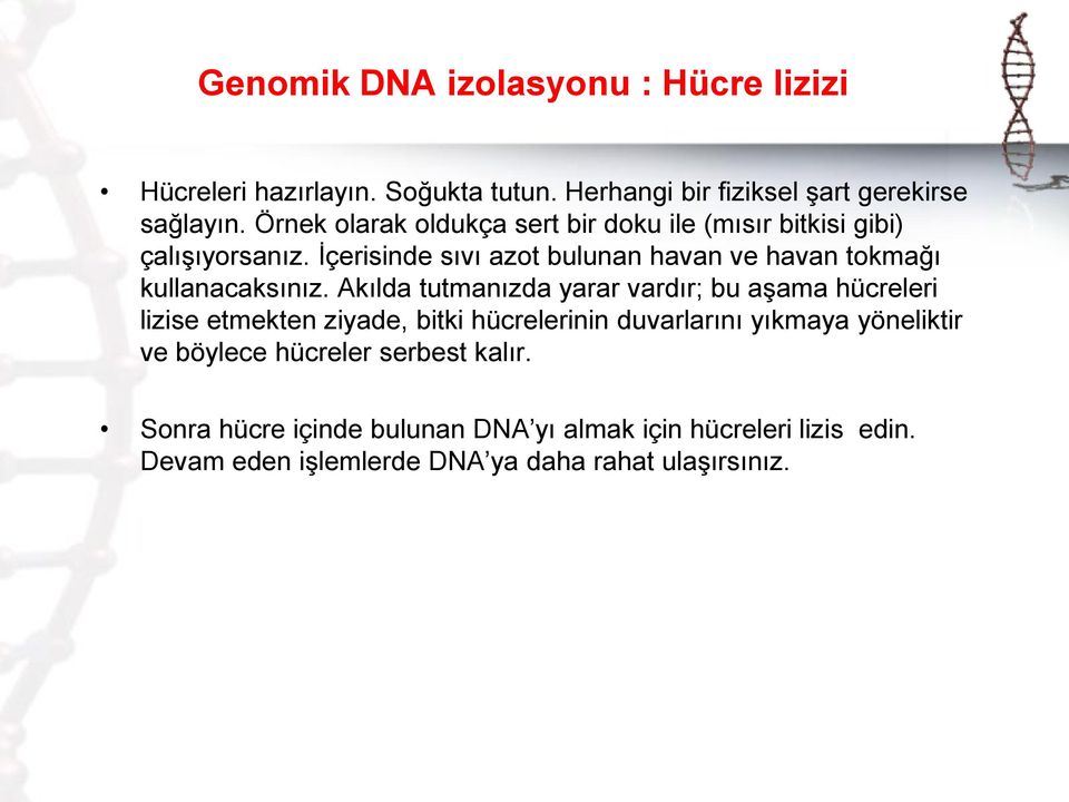 Ġçerisinde sıvı azot bulunan havan ve havan tokmağı kullanacaksınız.