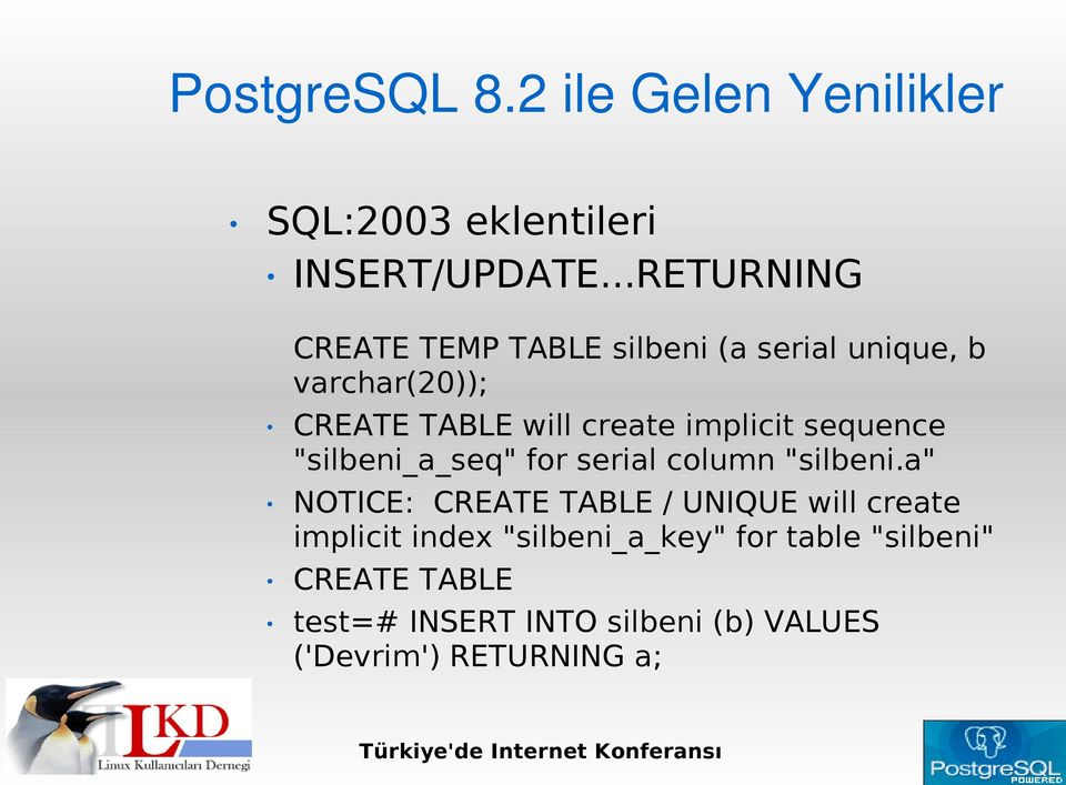 implicit sequence "silbeni_a_seq" for serial column "silbeni.