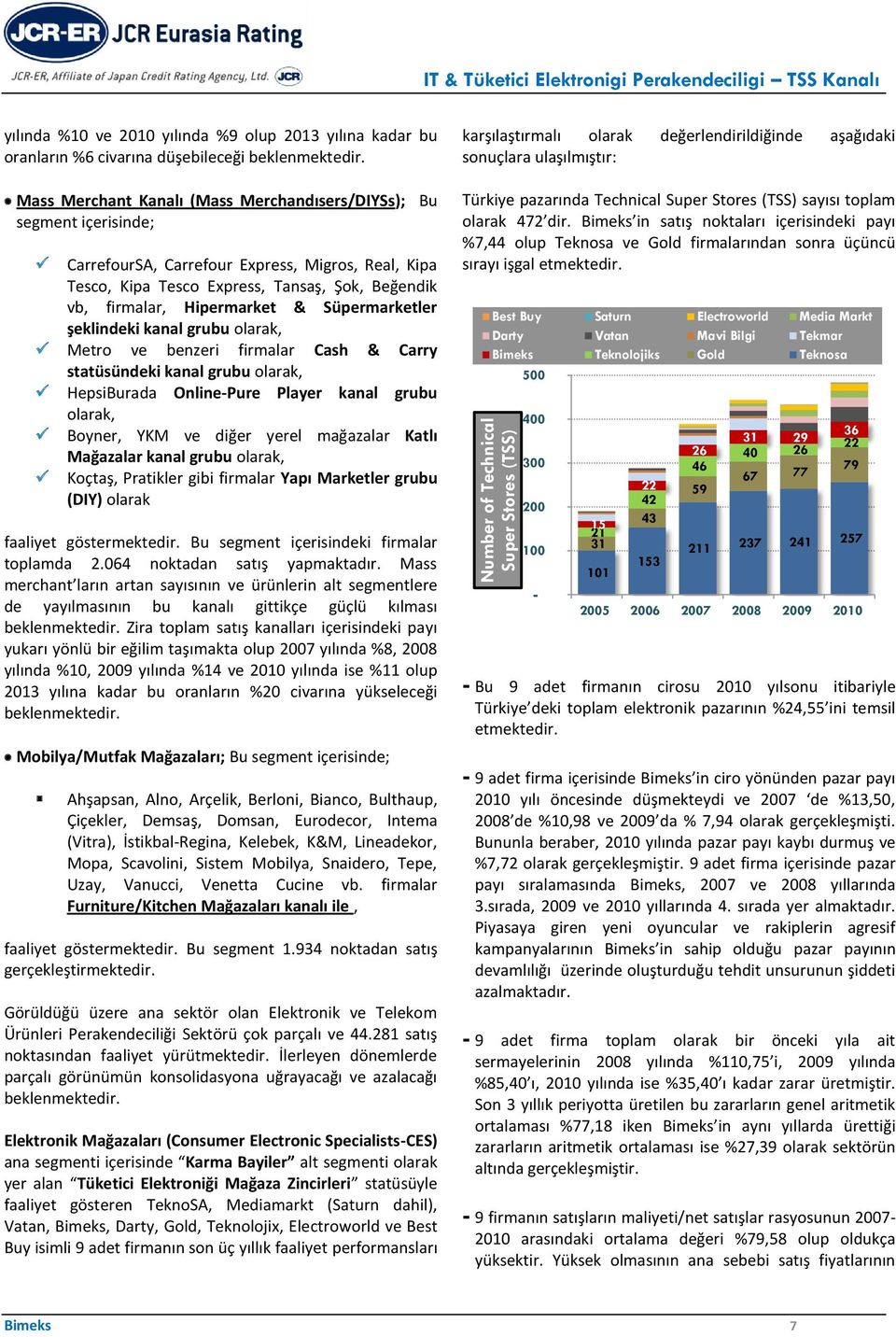 Süpermarketler şeklindeki kanal grubu olarak, Metro ve benzeri firmalar Cash & Carry statüsündeki kanal grubu olarak, HepsiBurada OnlinePure Player kanal grubu olarak, Boyner, YKM ve diğer yerel