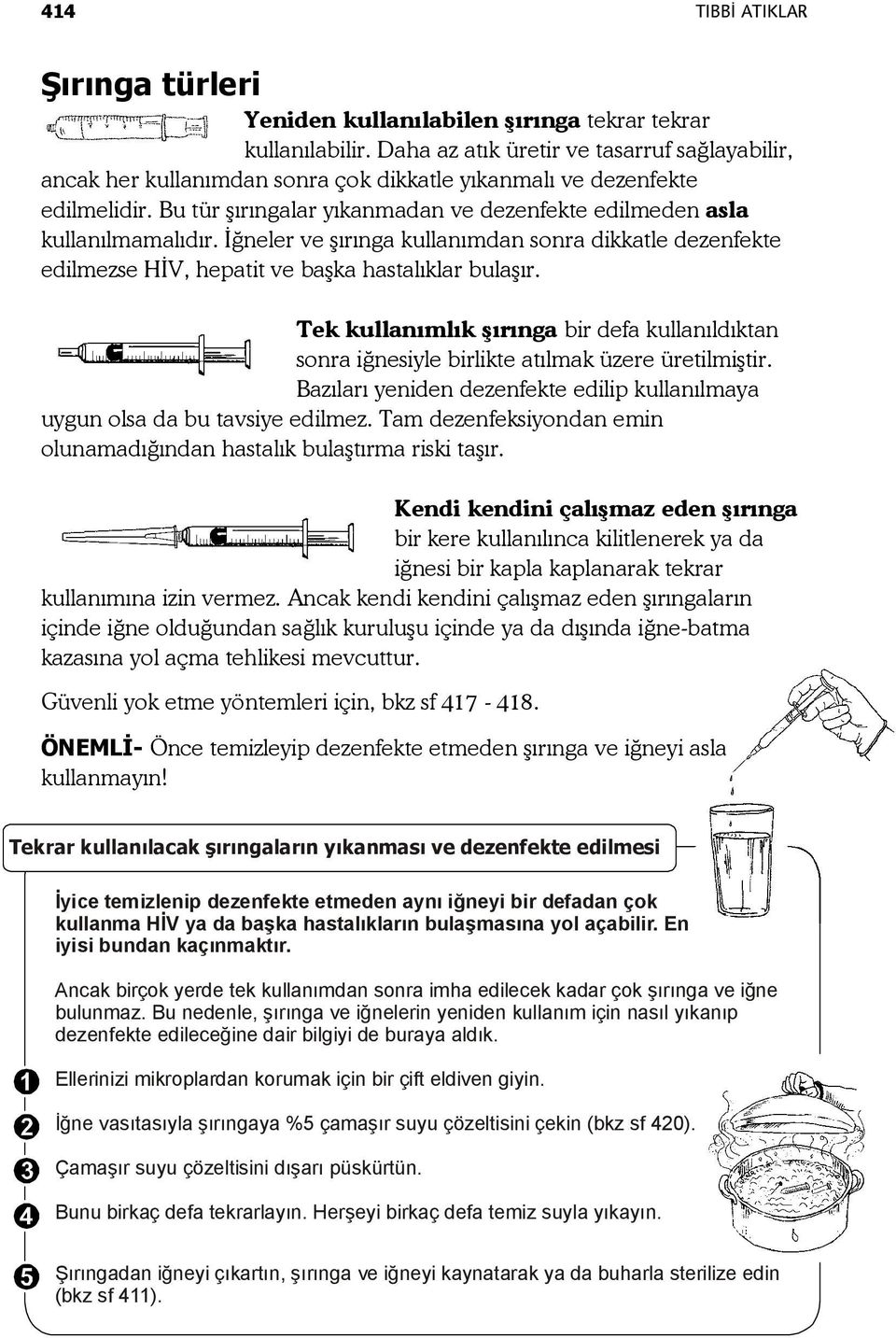 İğneler ve şırınga kullanımdan sonra dikkatle dezenfekte edilmezse HİV, hepatit ve başka hastalıklar bulaşır.