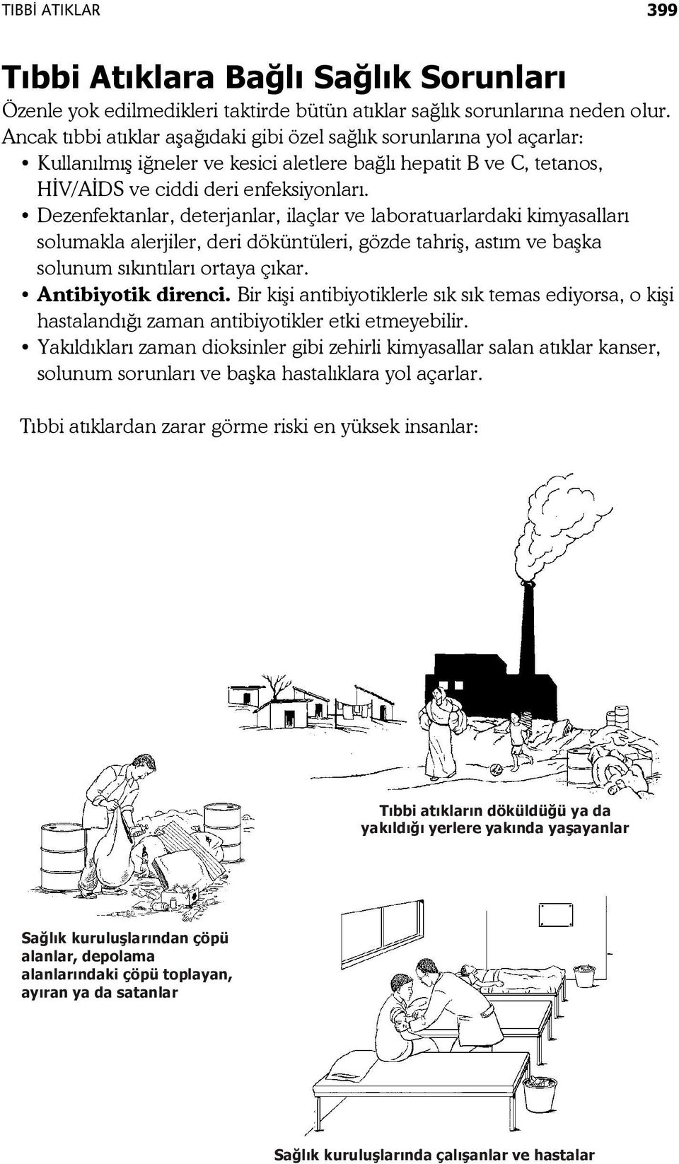 Dezenfektanlar, deterjanlar, ilaçlar ve laboratuarlardaki kimyasalları solumakla alerjiler, deri döküntüleri, gözde tahriş, astım ve başka solunum sıkıntıları ortaya çıkar. Antibiyotik direnci.